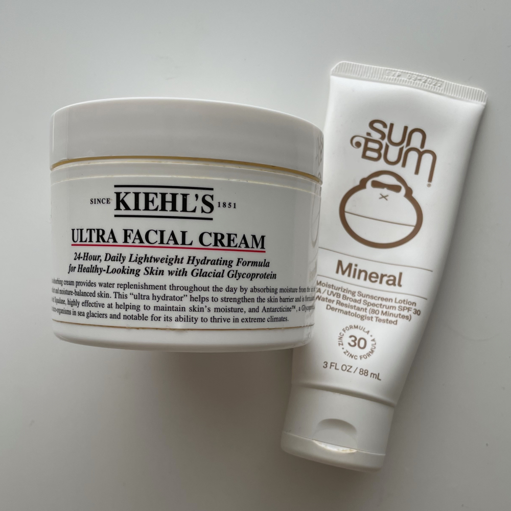 kiehls ultra facial cream and sun bum mineral spf 30 sunscreen
